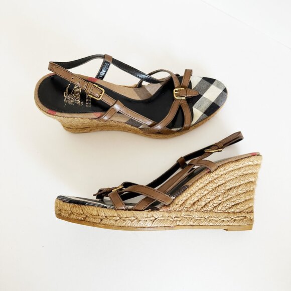 BURBERRY - Authentic Wedge Sandals Espadrille - Picture 5 of 7